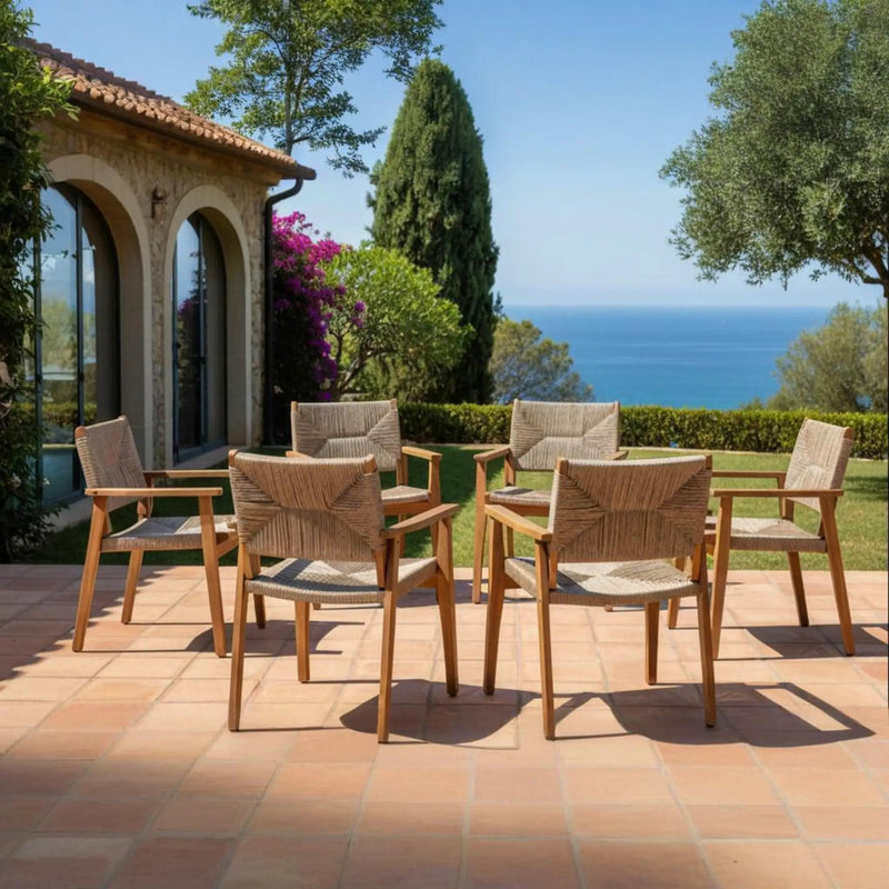 Durable Outdoor Dining Chair Set with Acacia Wood Frame and Wicker Seat by HouseOfZazla