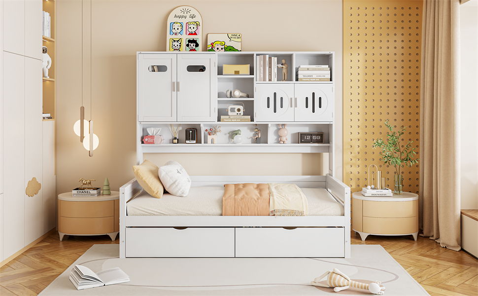 Daybed With All-In-One Cabinet And Shelf by HouseOfZazla