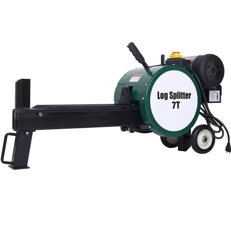 Double Flywheel Electric Log Splitter 7 Ton Portable Firewood Machine Steel - Black by HouseOfZazla