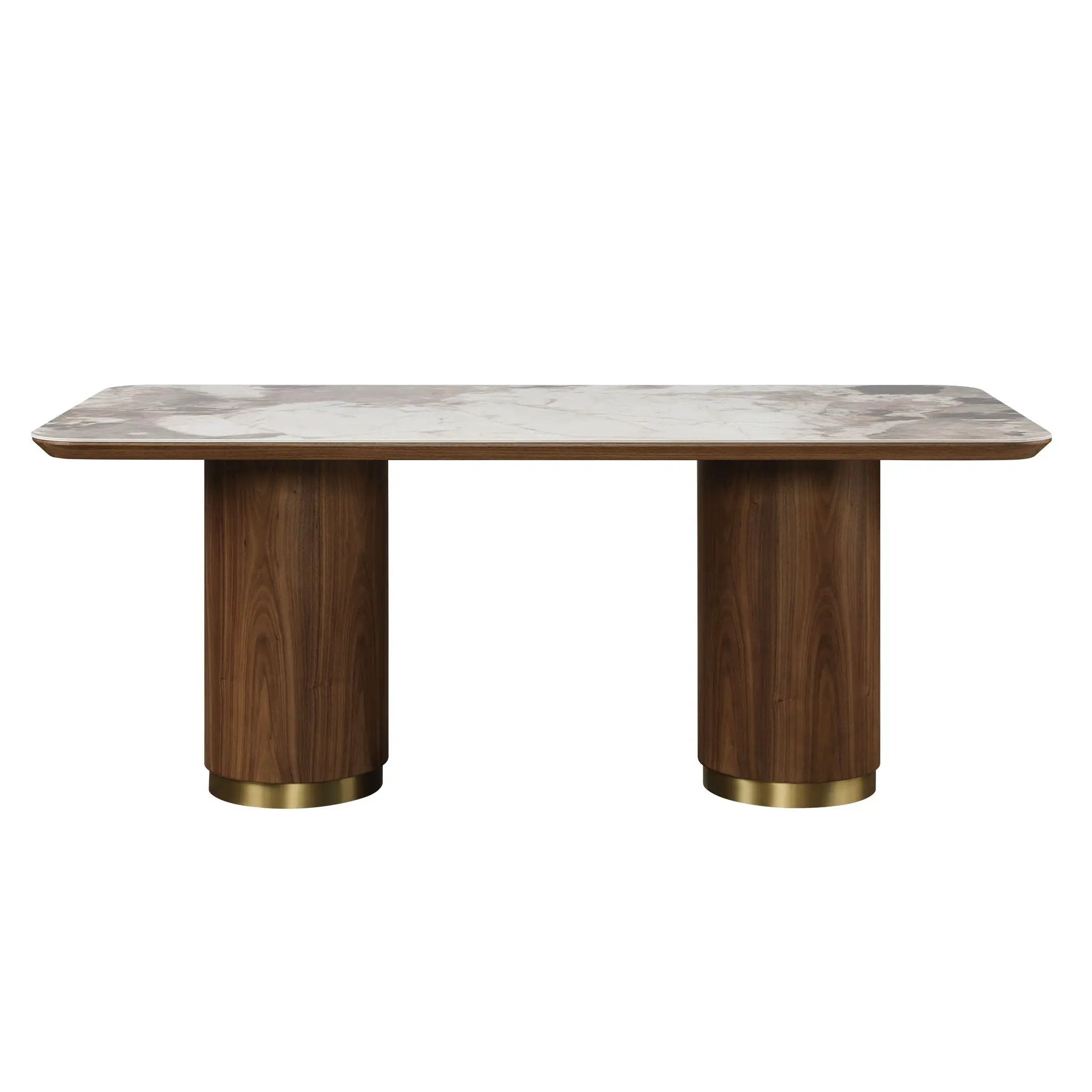 Willene - Ceramic Top Dining Table - Walnut by HouseOfZazla