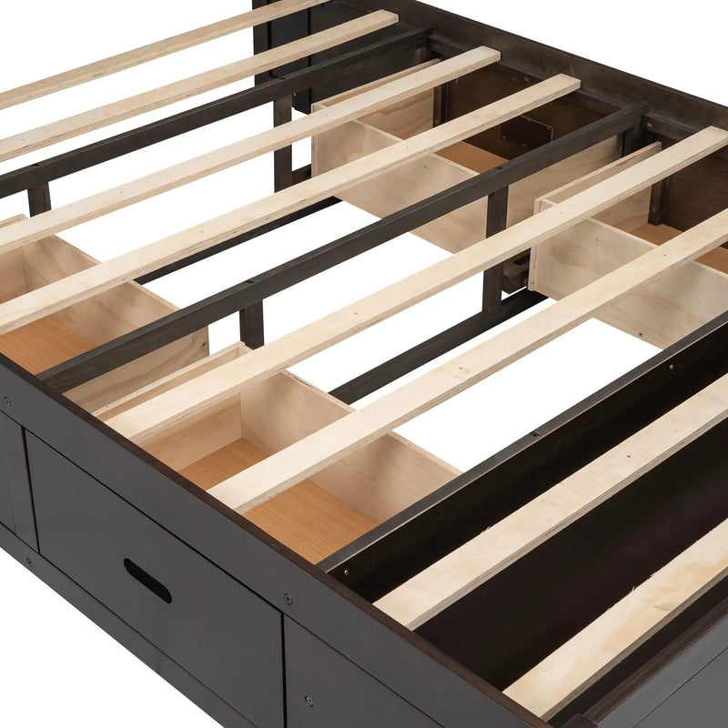 Platform Bed With Storage Headboard, Shoe Rack And 4 Drawers by Unique Piece Furniture