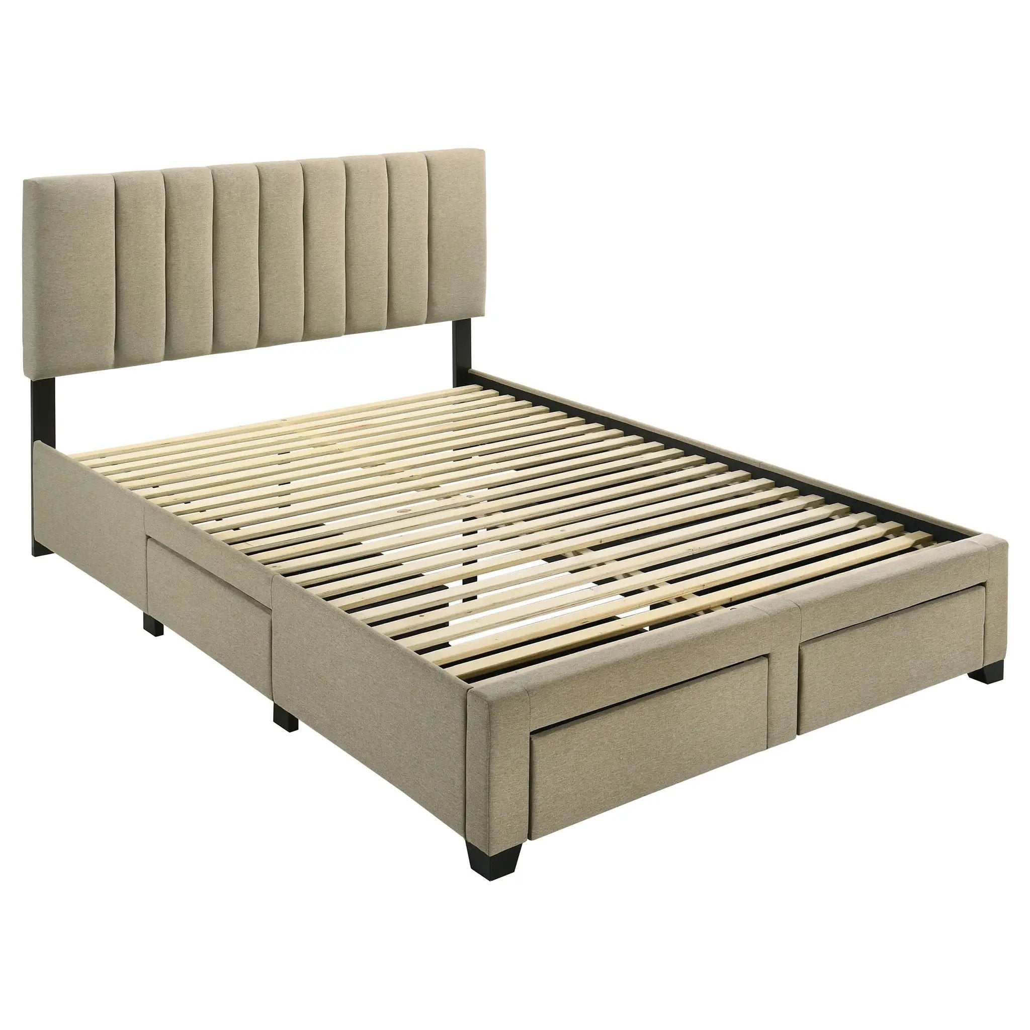 Wheatland 4-drawer Upholstered Queen Storage Bed Light Brown by Unique Piece Furniture