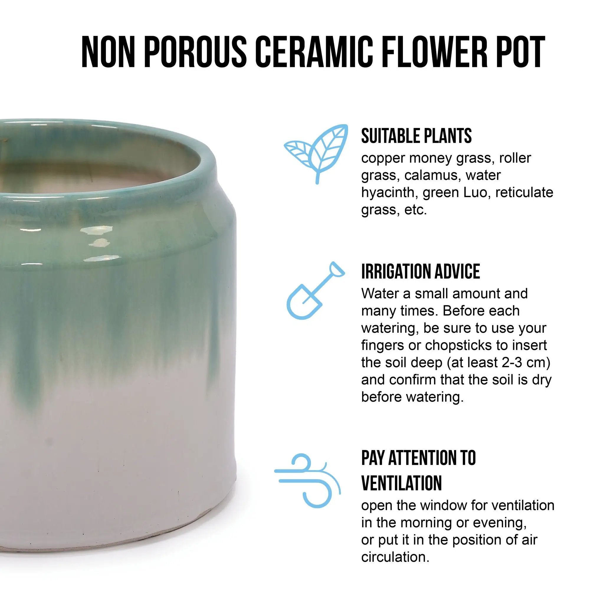 Gradient Flowerpot (Set of 2), Planter For Patio, Garden, Windowsill - White / Green by Unique Piece Furniture