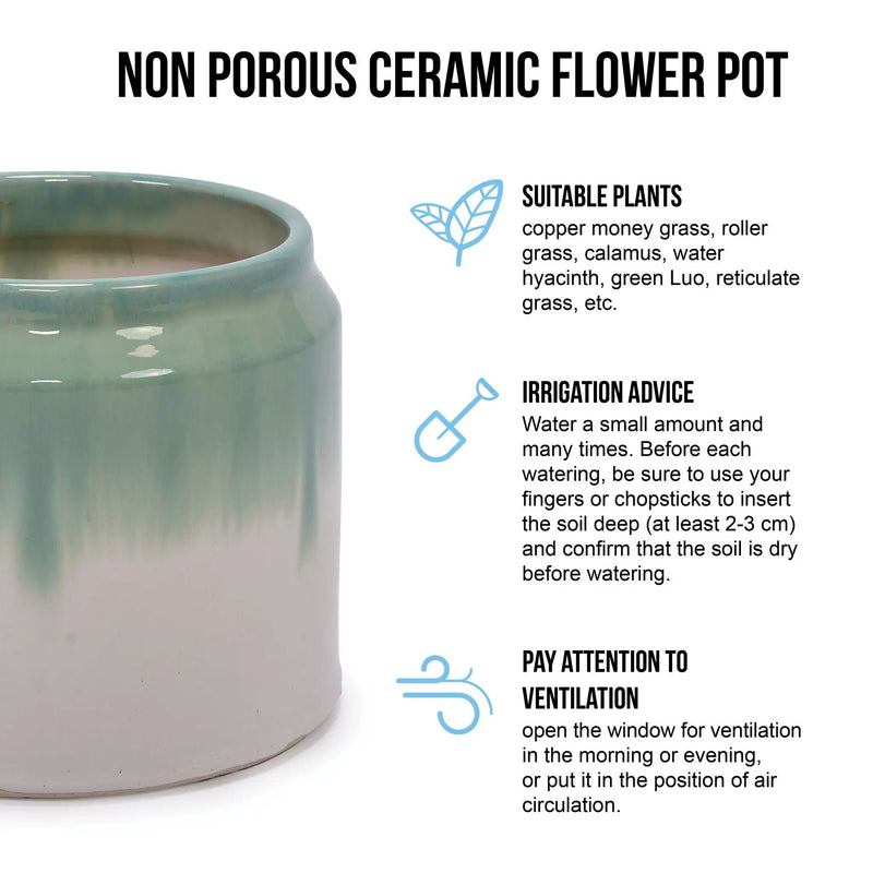 Gradient Flowerpot (Set of 2), Planter For Patio, Garden, Windowsill - White / Green by Unique Piece Furniture