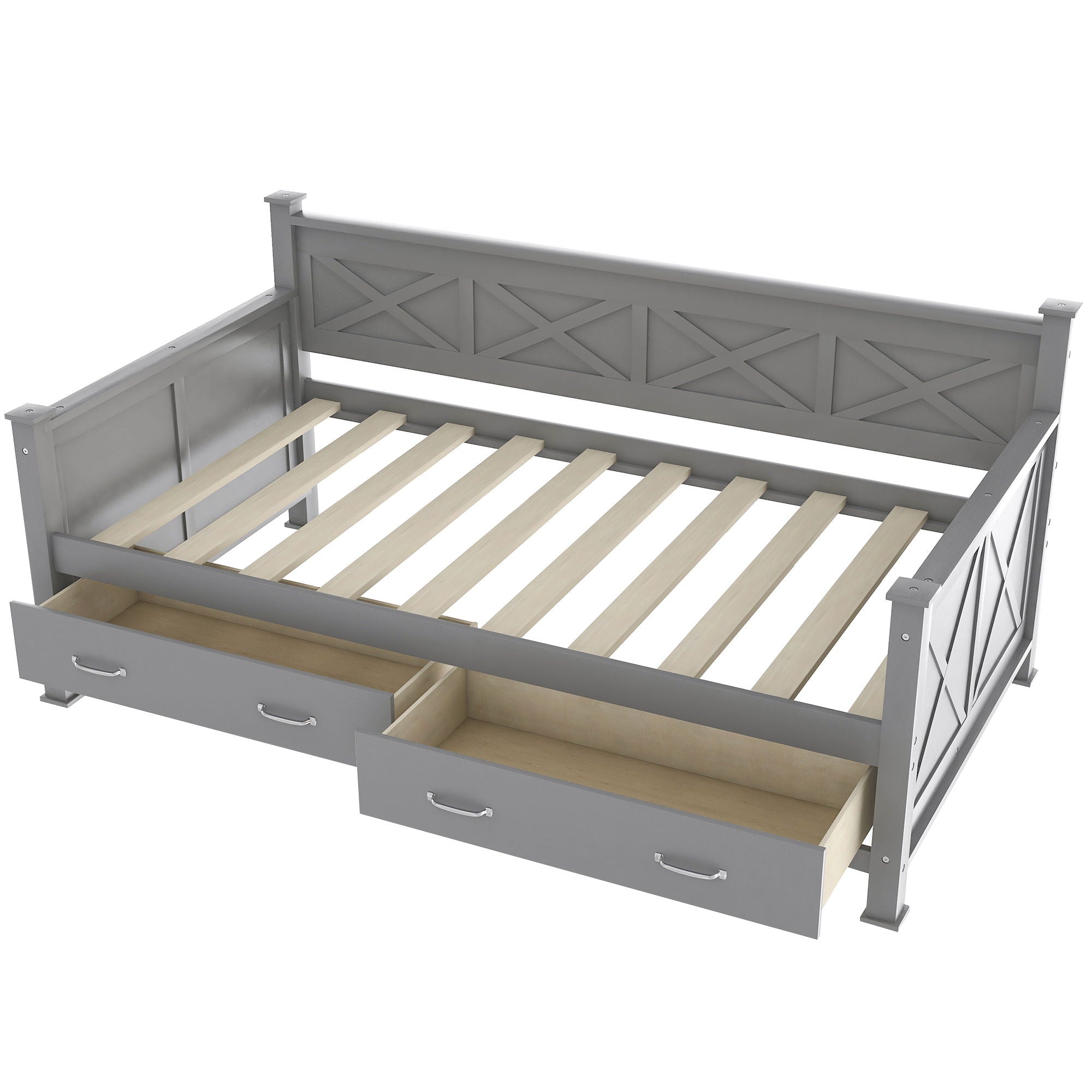 Modern Daybed With 2 Large Drawers, X Shaped Frame by HouseOfZazla