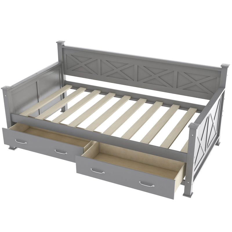 Modern Daybed With 2 Large Drawers, X Shaped Frame by HouseOfZazla