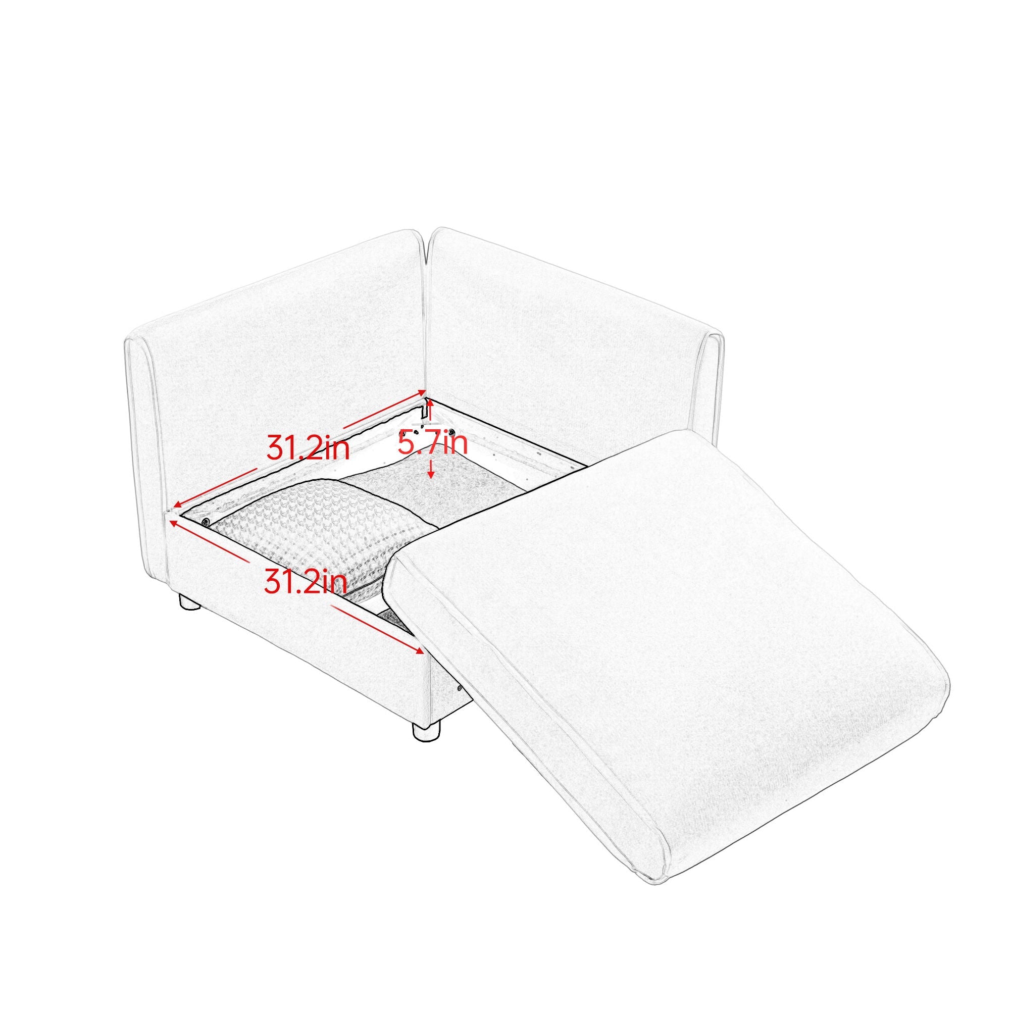Stylish Sofa With Storage Seat And Cylindrical Backrest