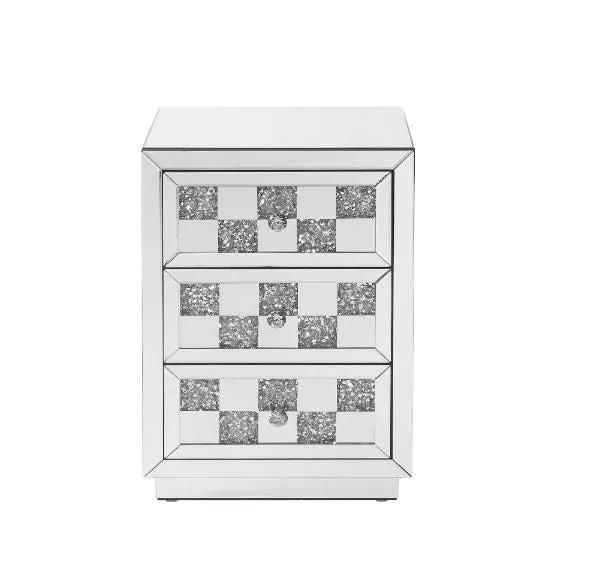 Noralie - 18" X 14" Accent Table With Faux Diamonds - Mirrored by Unique Piece Furniture
