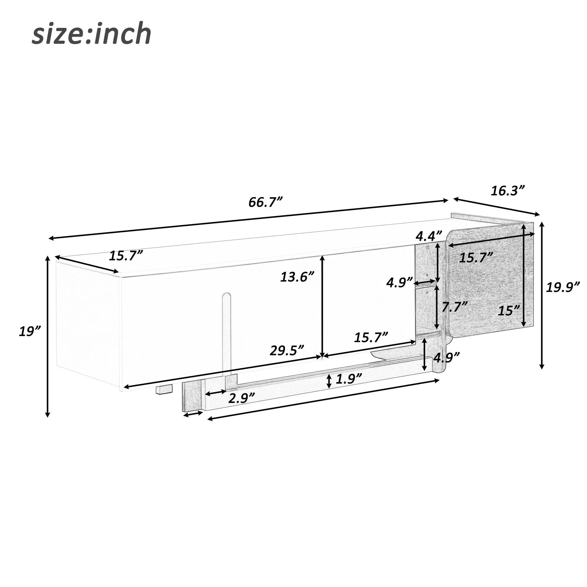 TV Stand With 1 Drawer, 2 Cabinets And Adjustable Shelves by HouseOfZazla