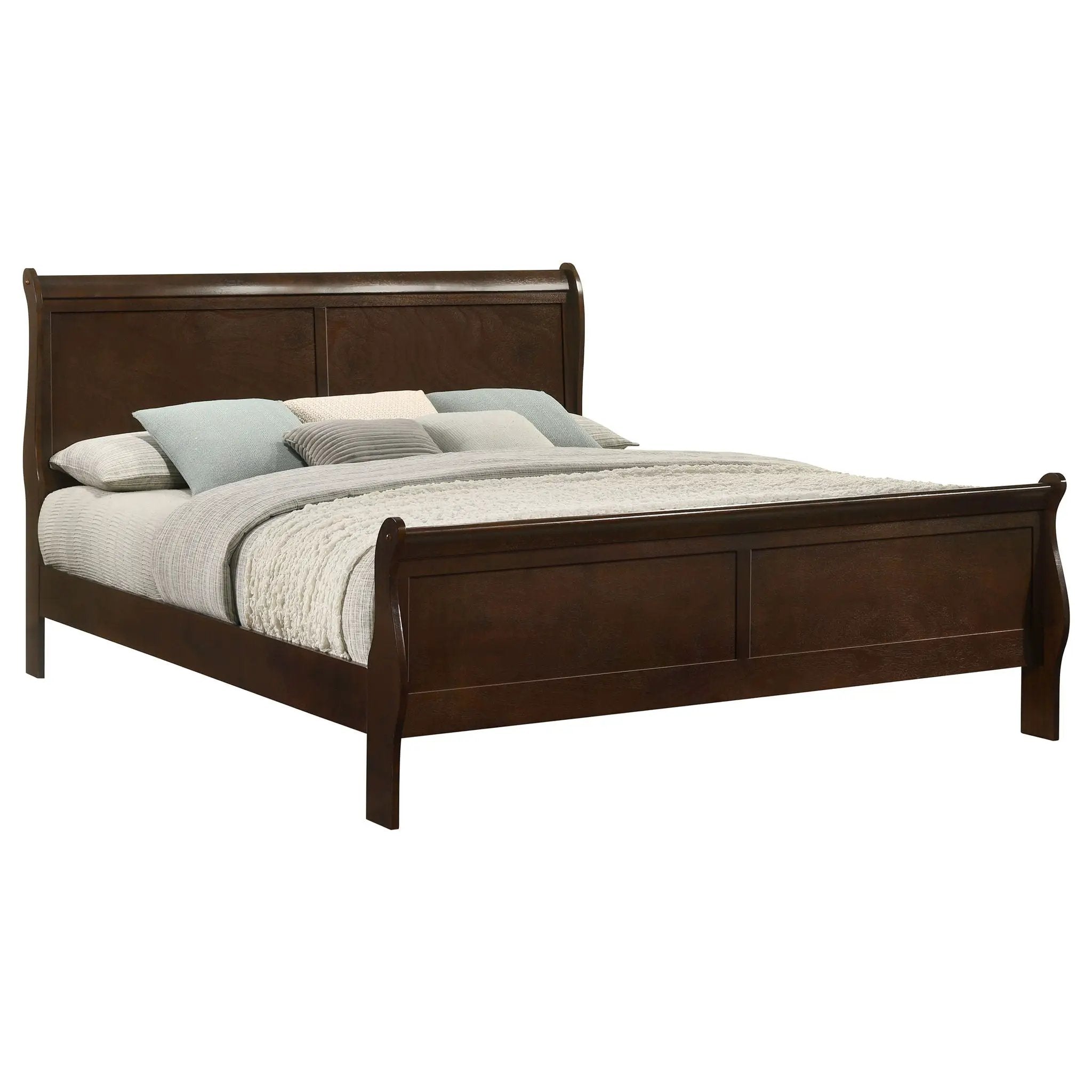 Louis Philippe Wood Eastern King Sleigh Bed Cappuccino by Unique Piece Furniture