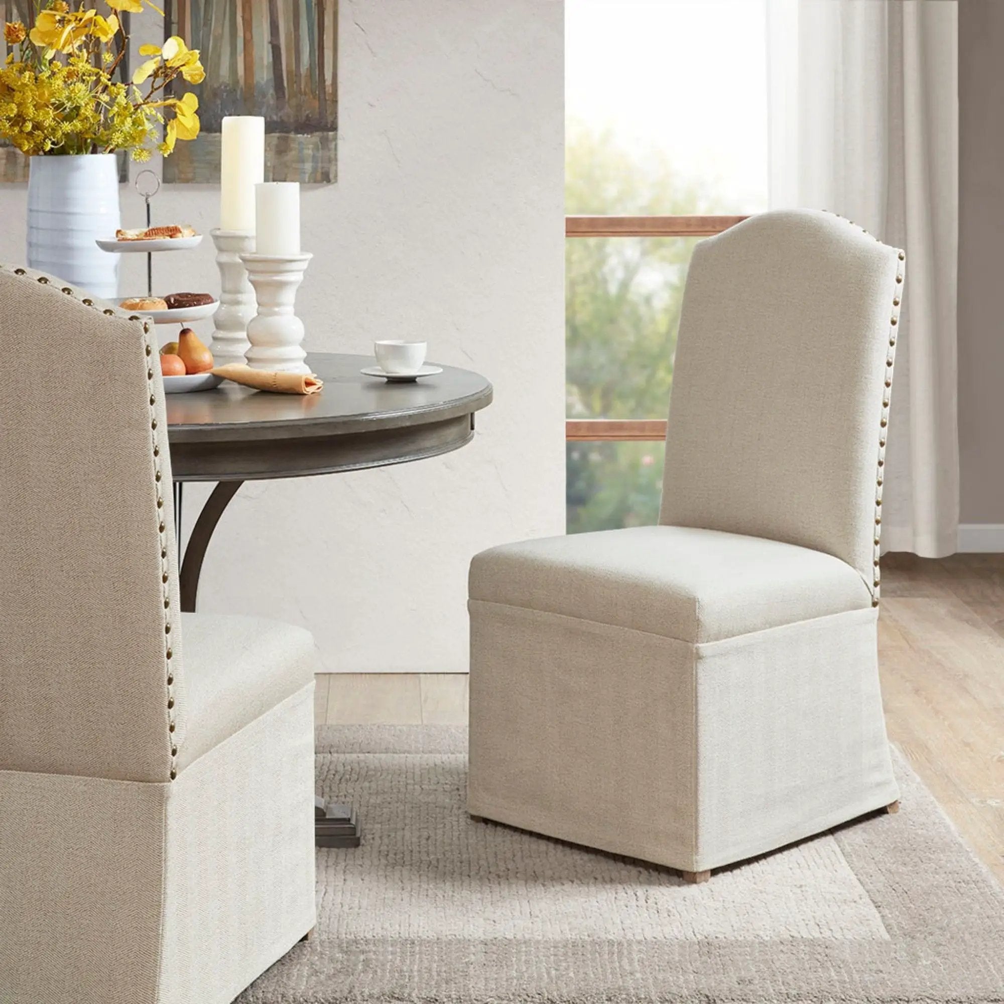 Dining Chair With Skirts (Set of 2) - Beige by Unique Piece Furniture