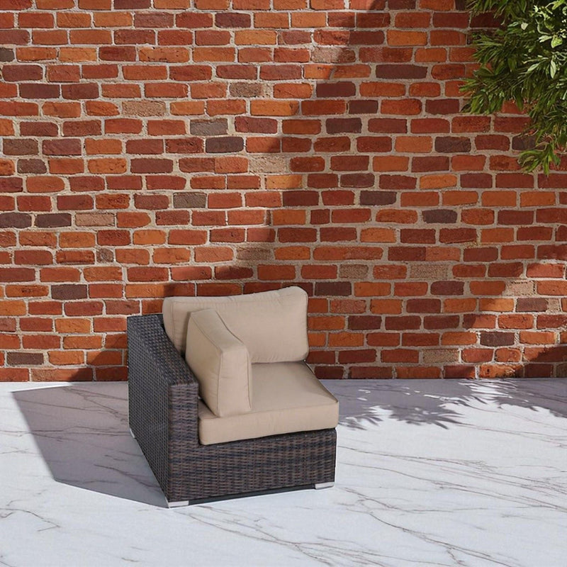 Outdoor 33" Wide Corner Wedge With Cushions - Beige / Brown by HouseOfZazla