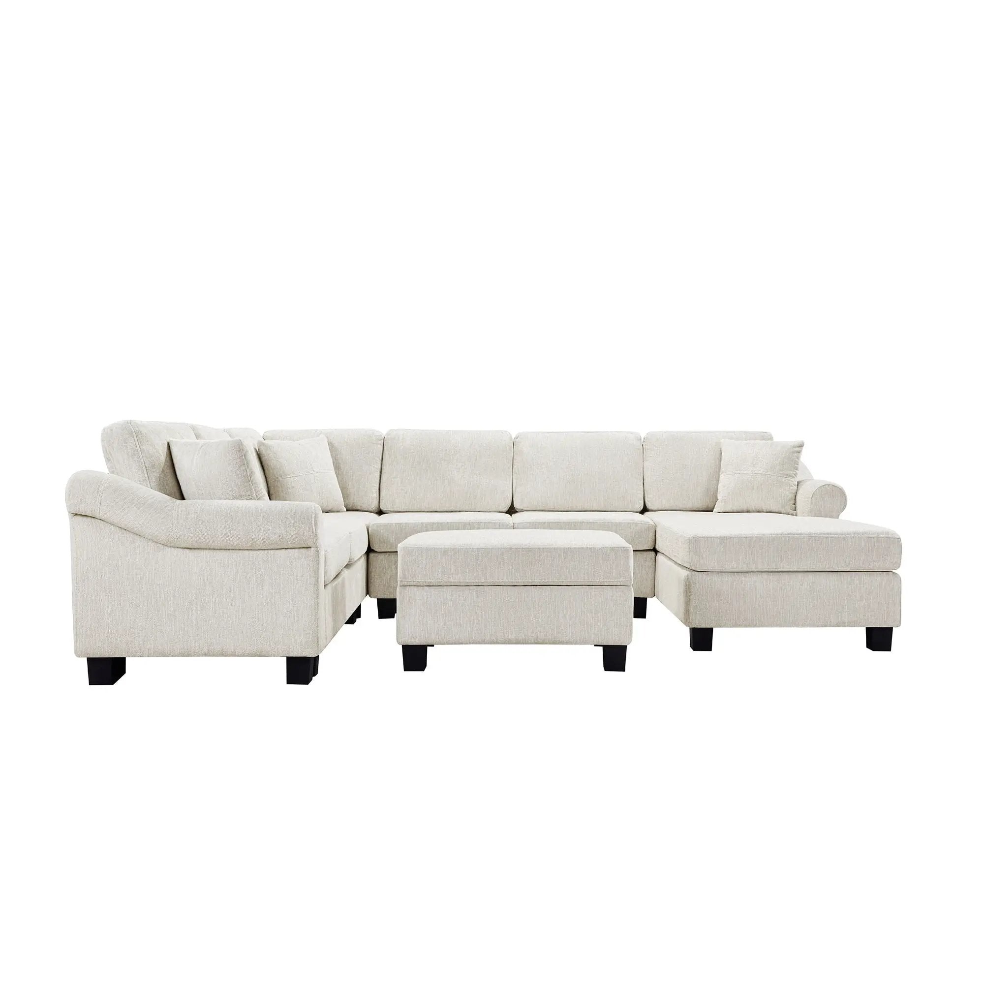 Contemporary U - Shaped Sectional Sofa With Movable Storage Ottoman by HouseOfZazla