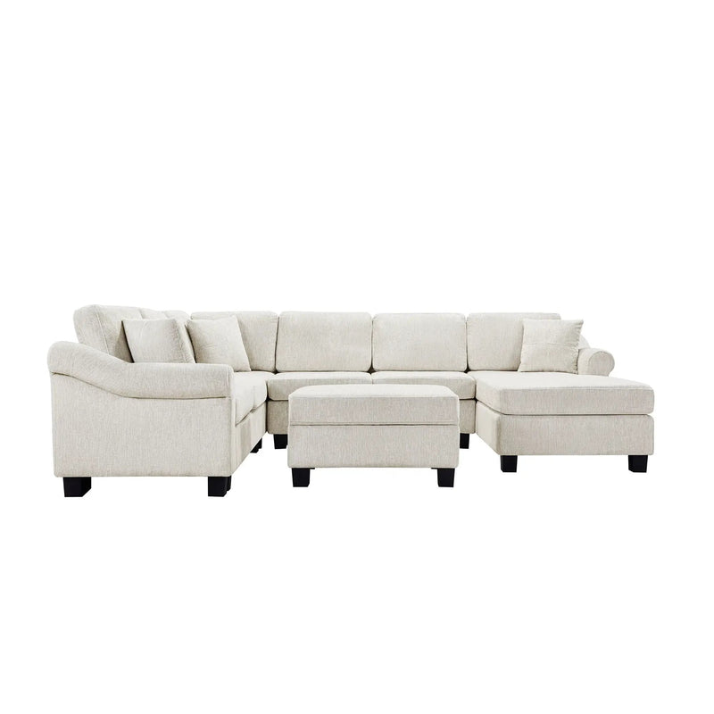 Contemporary U - Shaped Sectional Sofa With Movable Storage Ottoman by HouseOfZazla