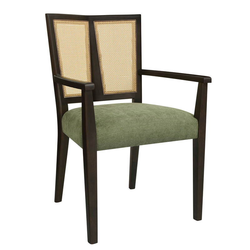 Mid Century Modern Arm Dining Chair Set With Rattan Backrest by HouseOfZazla
