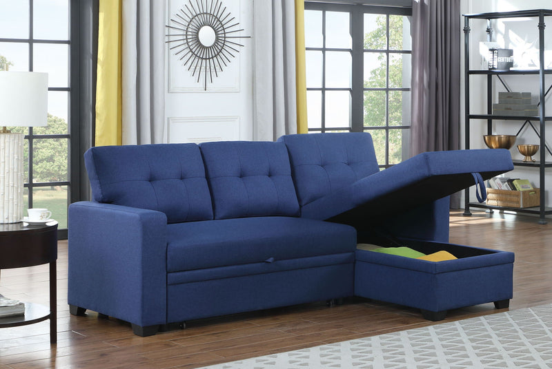 Upholstered Pull Out Sectional Sofa With Chaise by HouseOfZazla