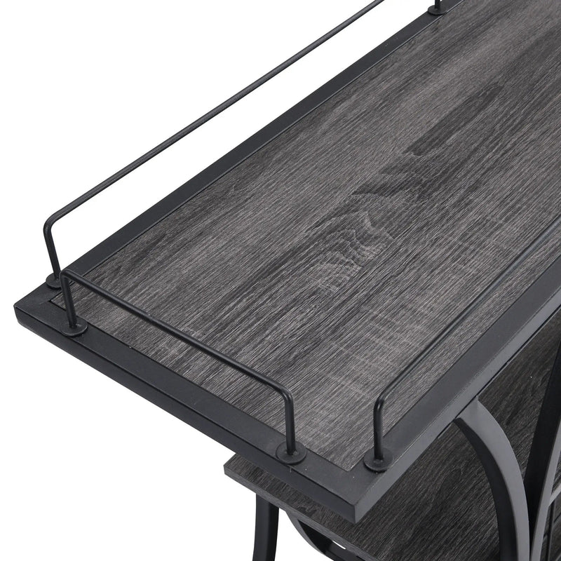 Industrial Bar Cart Kitchen Bar & Serving Cart For Home With Wheels 3 Tier Storage Shelves - Black / Gray by HouseOfZazla