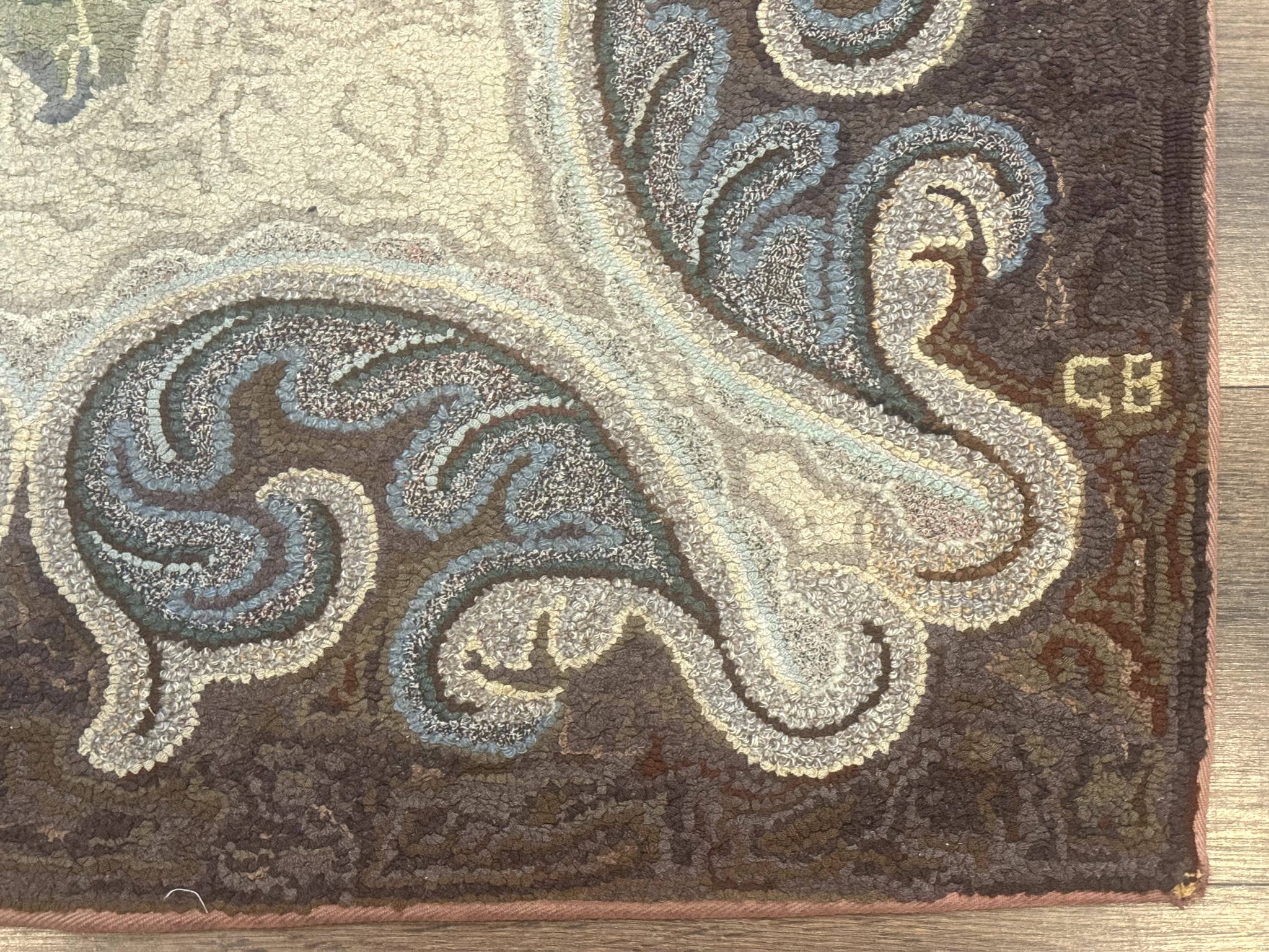 Antique American Hooked Rug 3 x 4.6, Vintage, Floral by Jewel Rugs