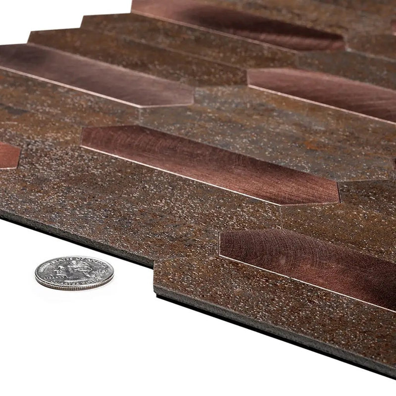 Copper 12x12 Honed Brick PVC Peel & Stick Tile (10 pack, 10 sq ft/case) by Apollo Tile