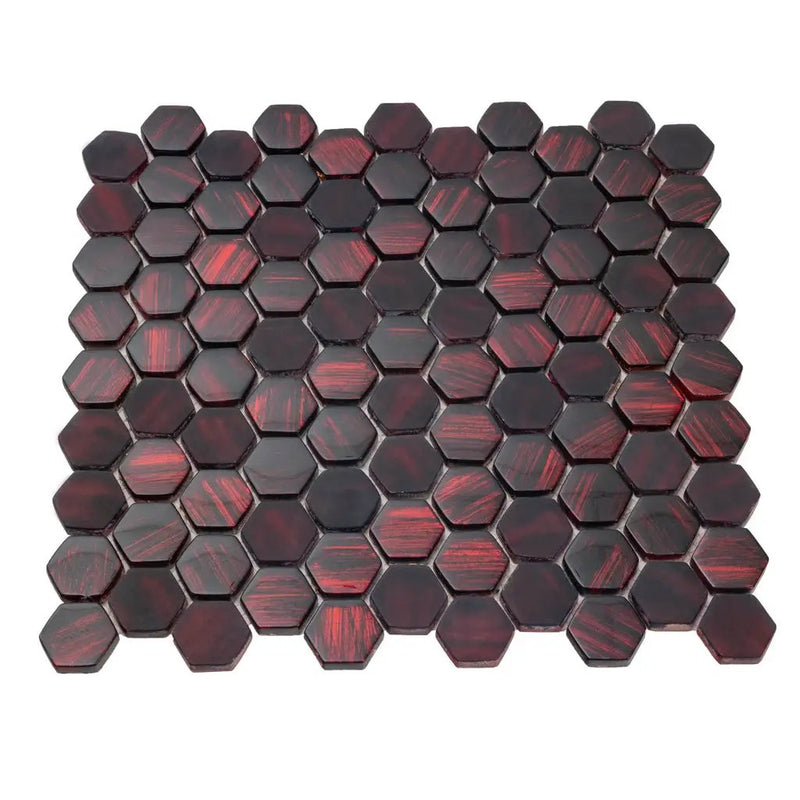 Berry Red 11x11 Glossy Matte Hexagon Glass Mosaic Tile (5 pack, 4.43 sq ft/case) by Apollo Tile