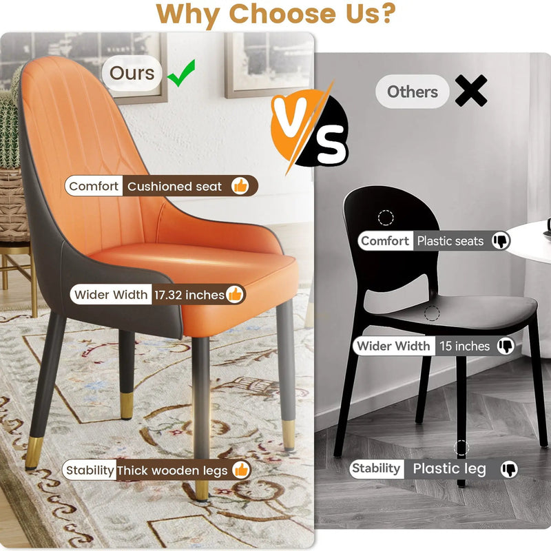 Modern Sponge-Filled Dining Chair, Solid Wood Metal Legs, Suitable For Restaurants, Living Rooms And Rooms (Set of 2) by Unique Piece Furniture