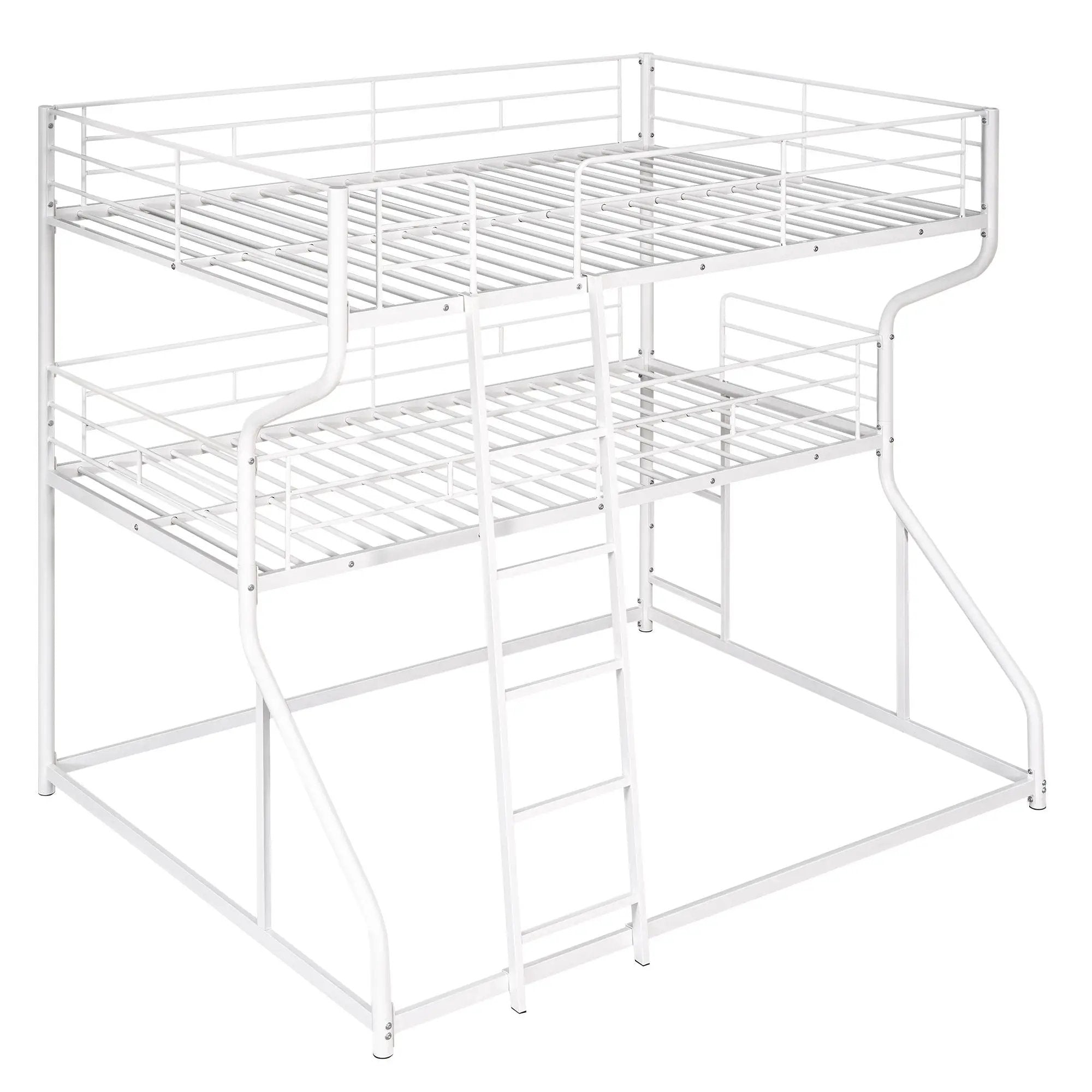 Industrial Triple Bunk Bed With Dual Ladders Frame, Space Saving Design by Unique Piece Furniture