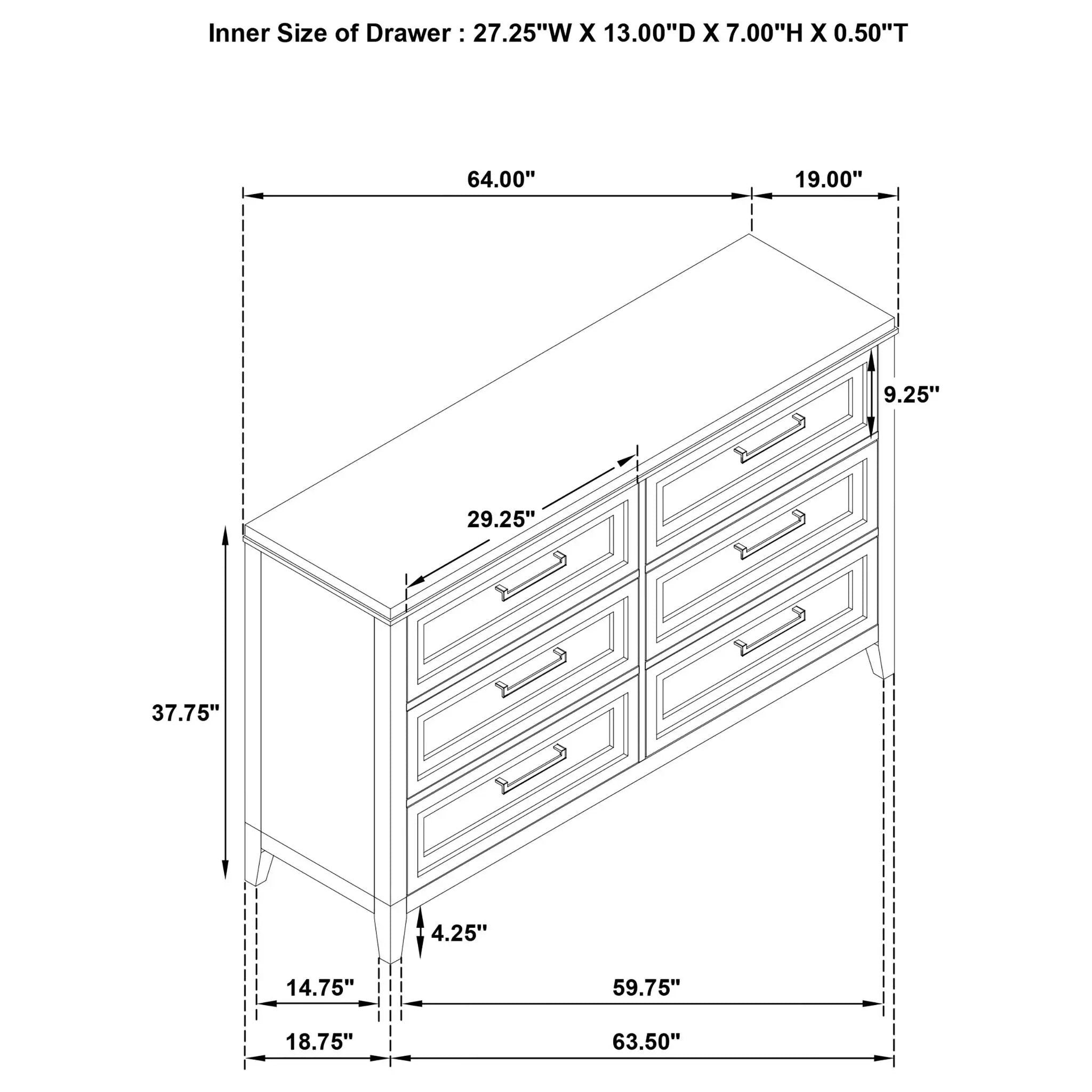 Inverness - 6 Drawer Bedroom Dresser - White by HouseOfZazla