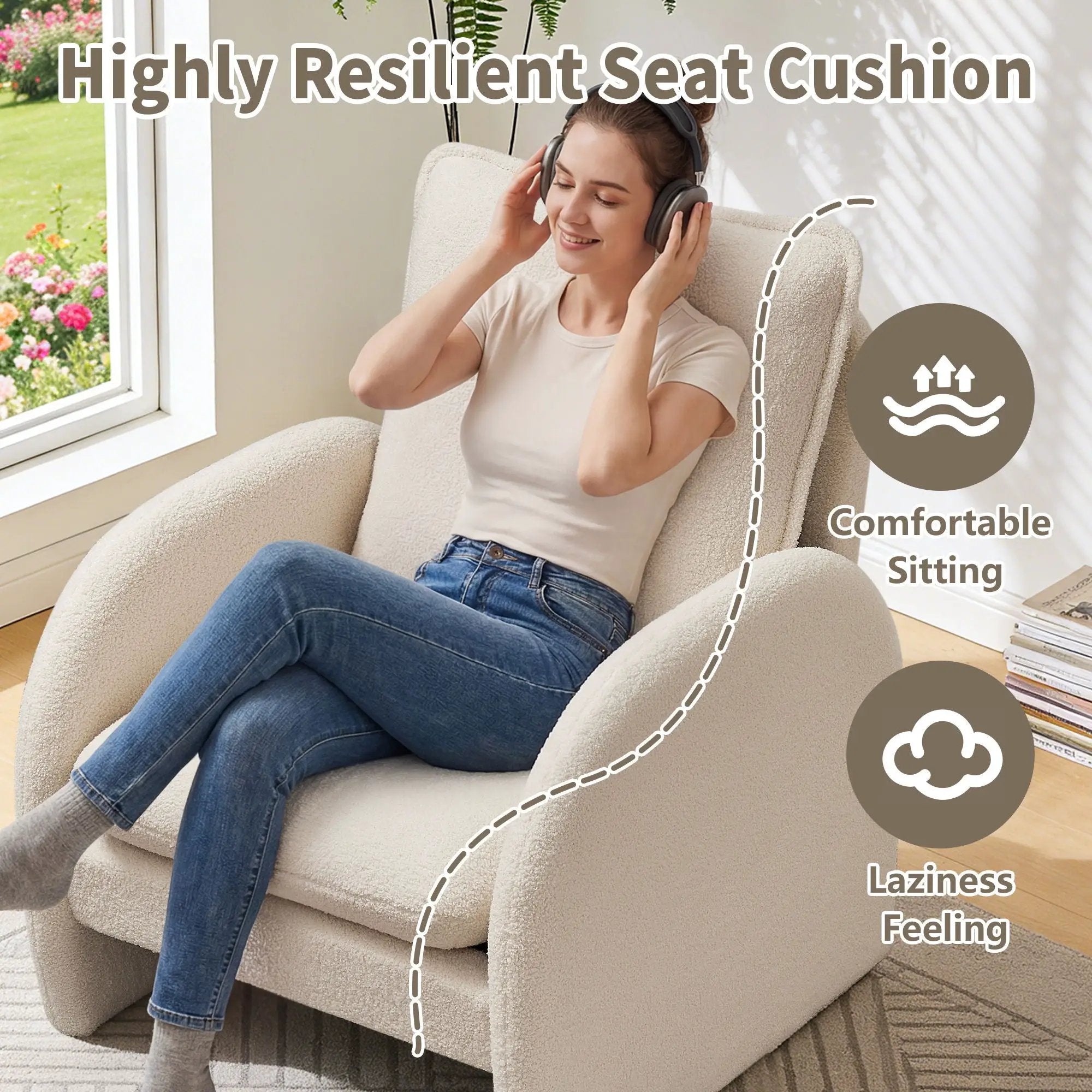 Modern Sherpa Upholstered Accent Chair, Comfortable Living Room Armchair, Lounge Chair For Bedroom, And Office by Unique Piece Furniture
