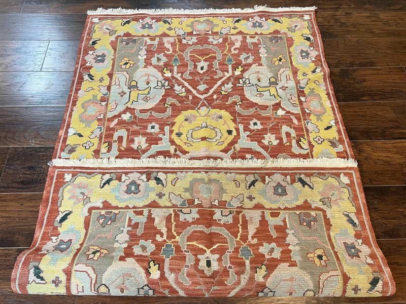Turkish Flatweave Kilim Rug 4x6, Geometric Wool Handmade Carpet, Vintage by Jewel Rugs