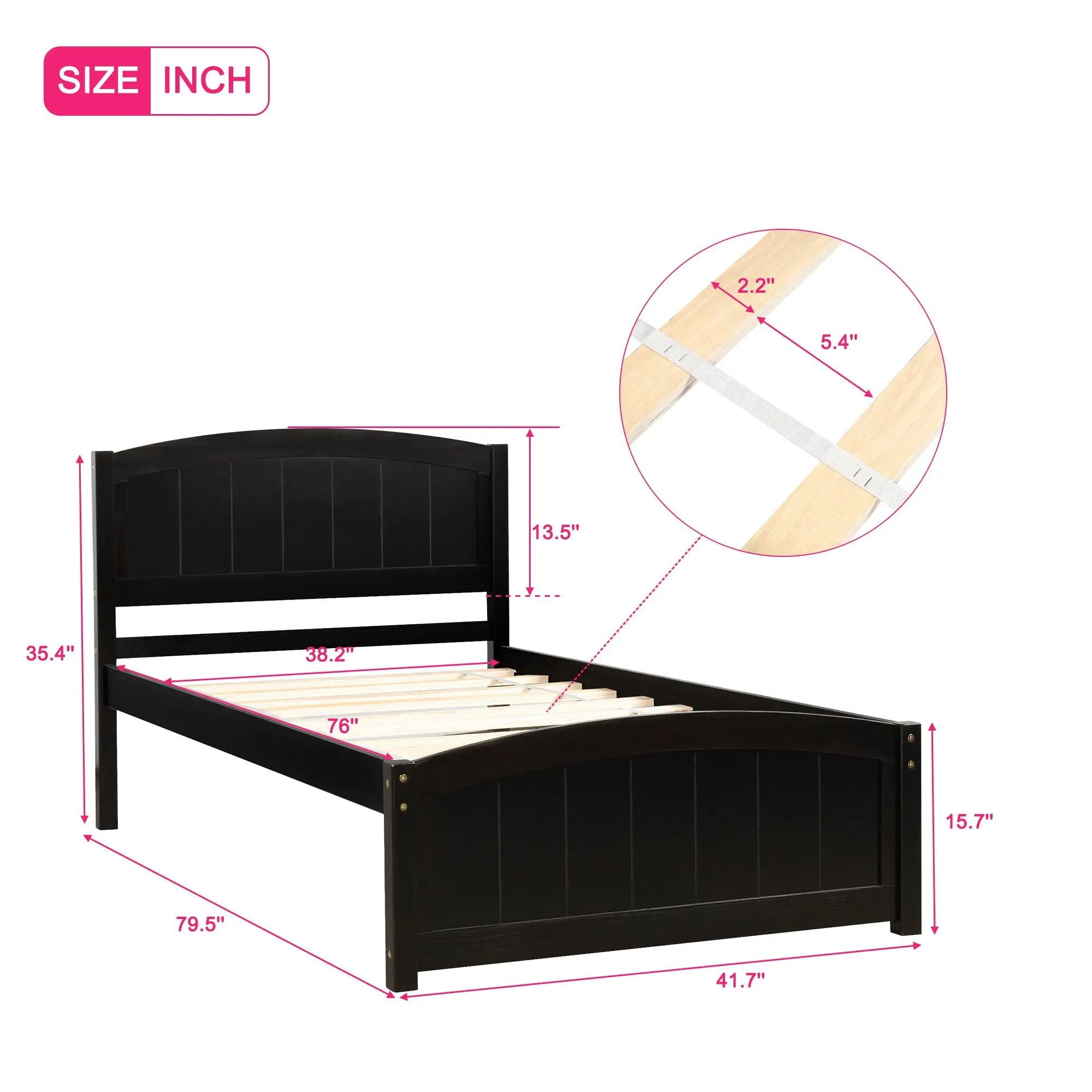 Platform Bed & Headboard, Footboard And Wood Slat Support by HouseOfZazla