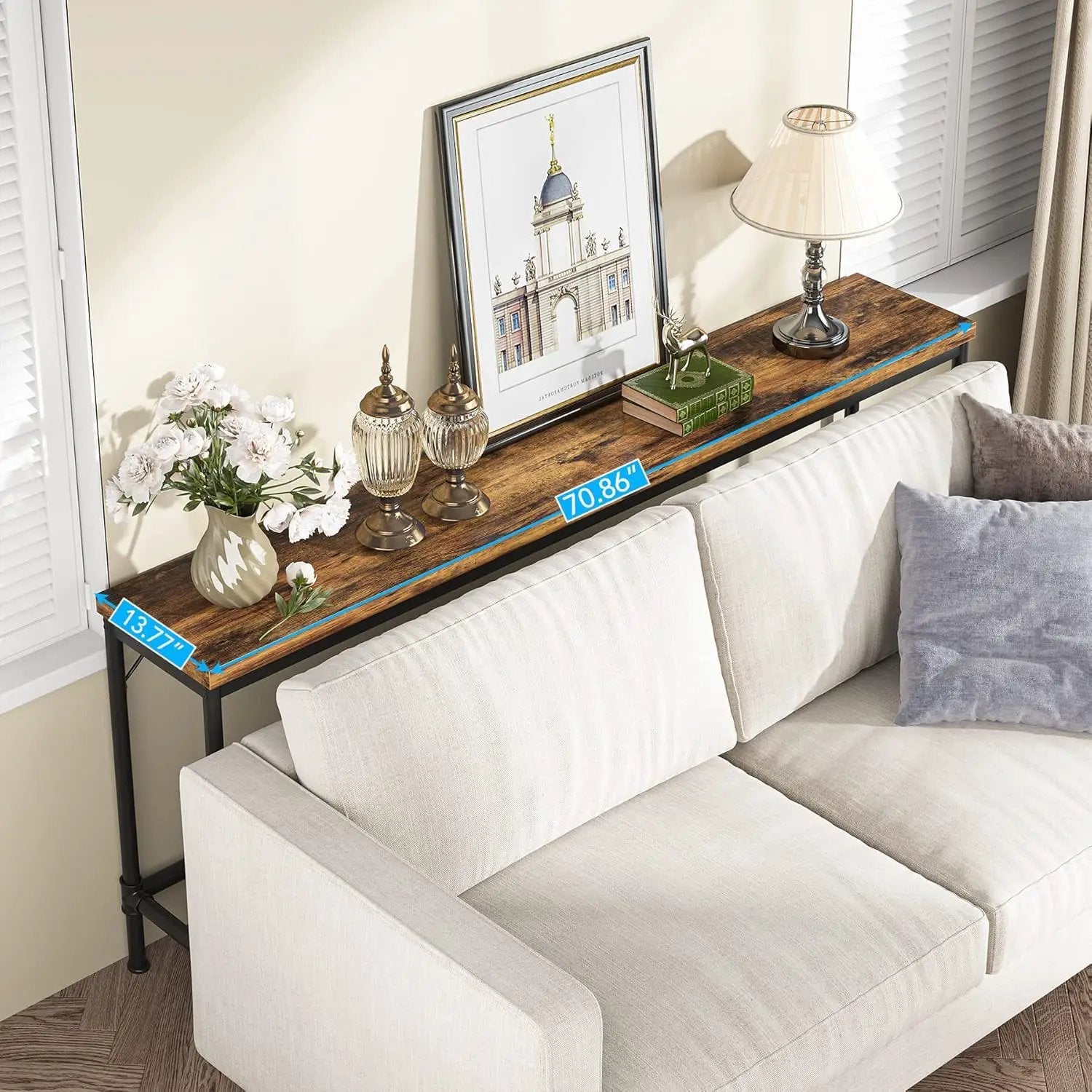 Tribesigns - Extra Long Console Table - Brown / Black by HouseOfZazla