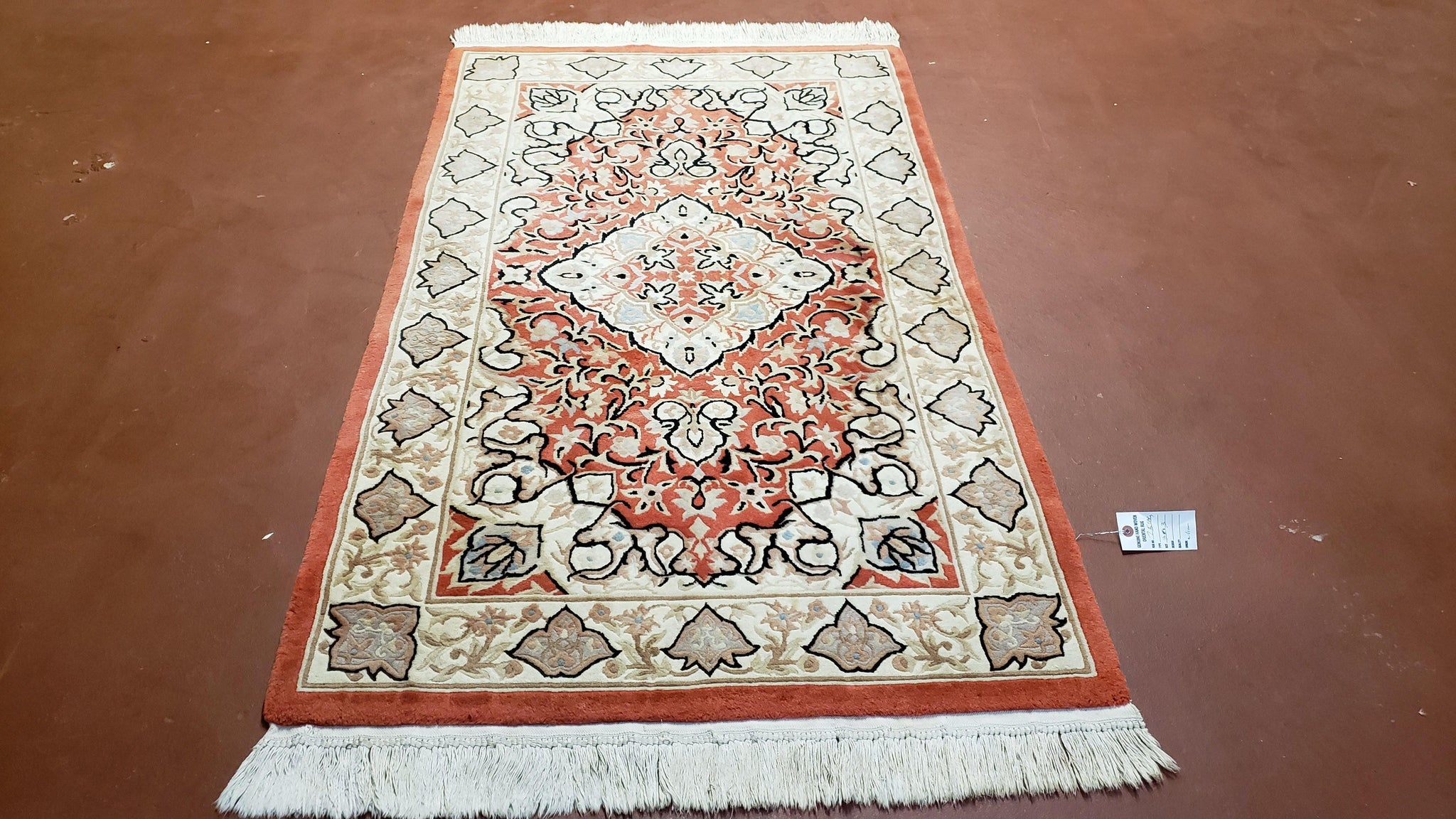 3x5 Red Chinese Plush Rug, Hand Knotted Soft Wool Carpet, Medallion Rug, Fine Vintage Rug, 120 Line, Small Area Rug by Jewel Rugs