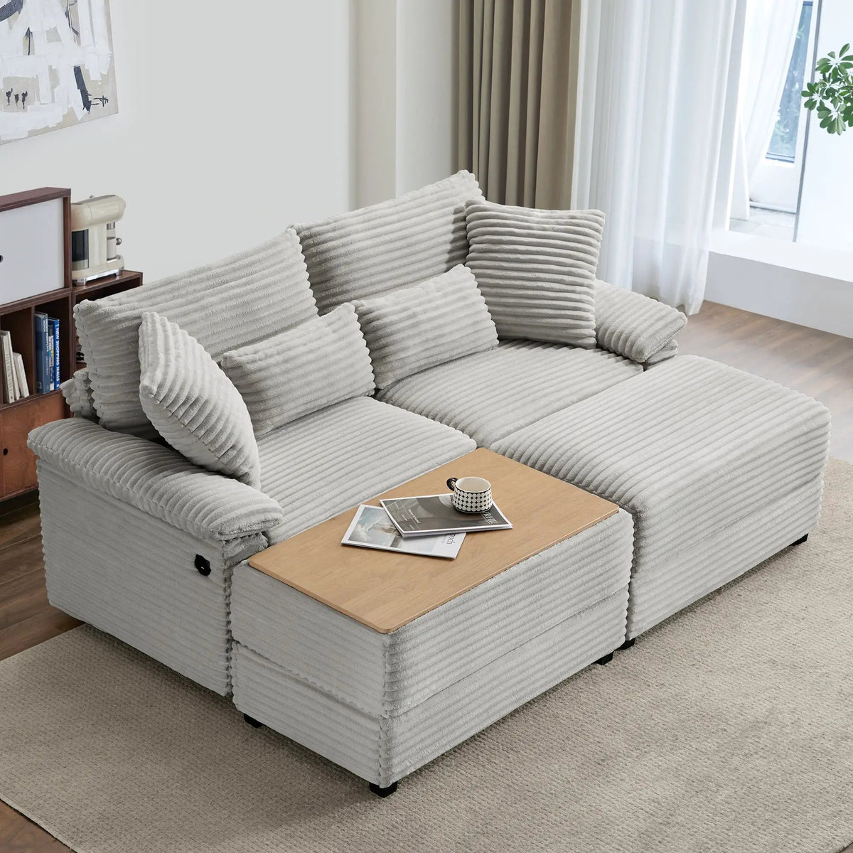 Double Chaise Lounge Set with Reversible Ottoman by HouseOfZazla