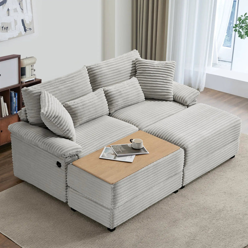 Double Chaise Lounge Set with Reversible Ottoman by HouseOfZazla