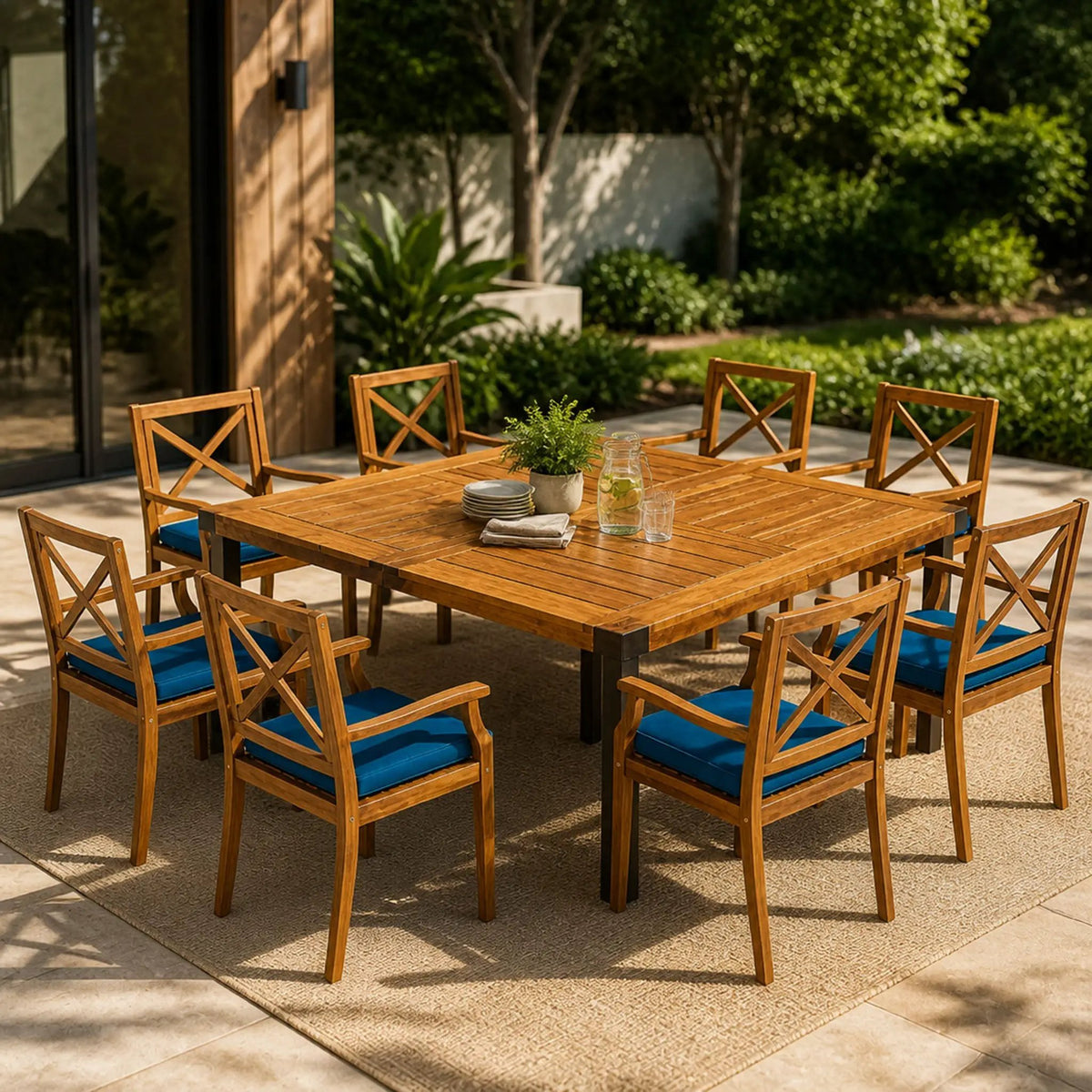 9-Piece Acacia Wood Outdoor Patio Dining Set by HouseOfZazla