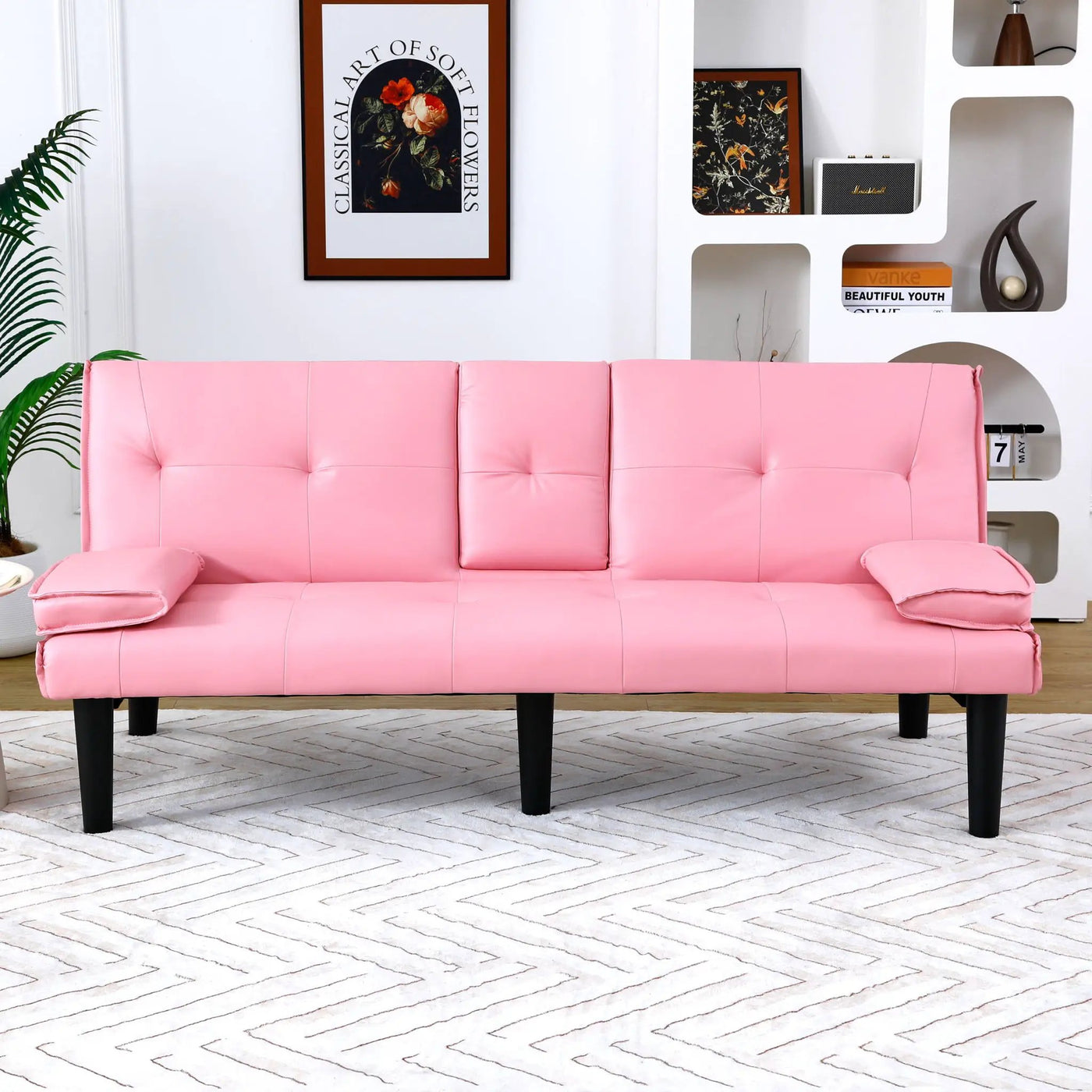 Sofa Bed With Foldable Design And Cup Holder by HouseOfZazla
