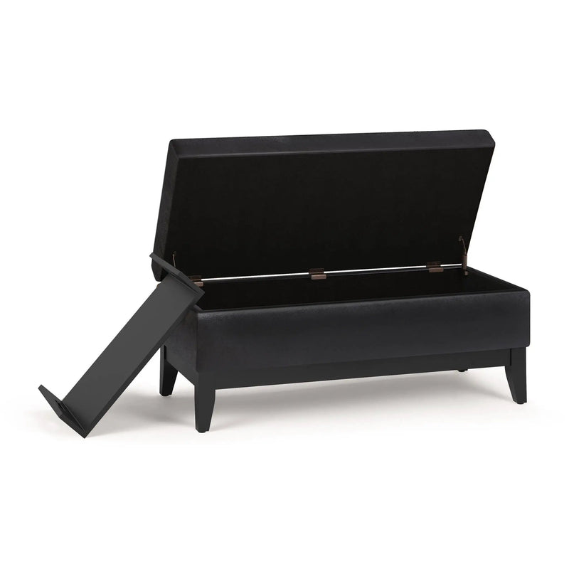 Oregon - Storage Ottoman Bench With Tray - Distressed Black by Unique Piece Furniture