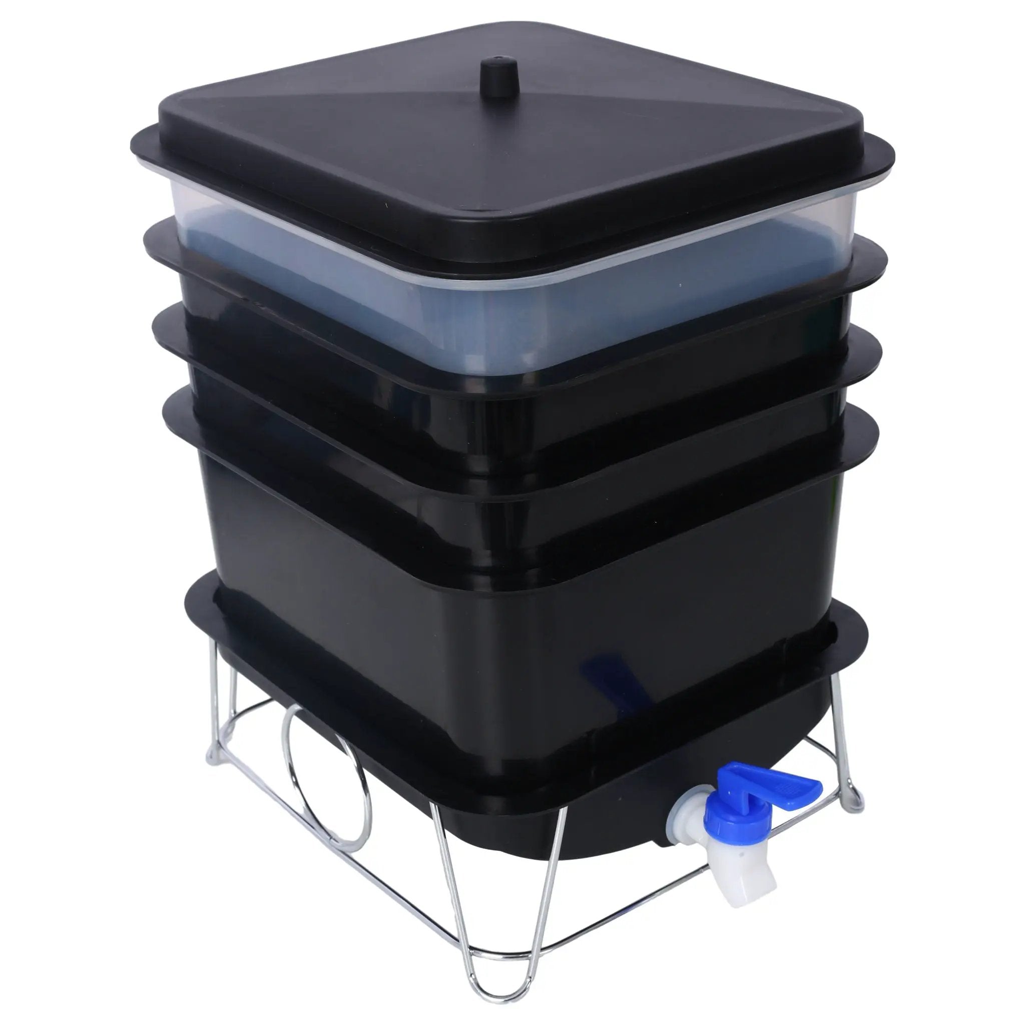 Durable Worm Farm Composting Bin With 4 Tray System For Food Waste Recycling Plastic - Black by HouseOfZazla