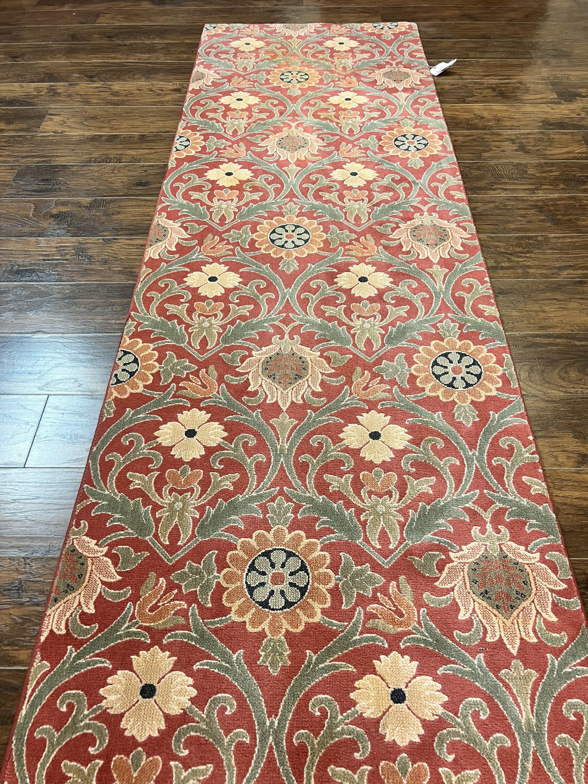 Runner Rug 3 x 14.7, Long Hallway Rug, Wool, Power Loomed, Contemporary, Floral by Jewel Rugs