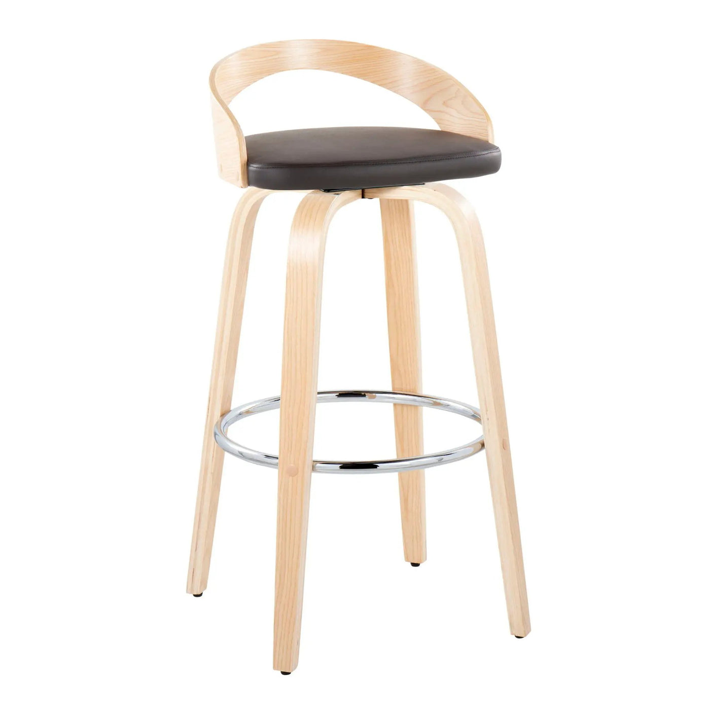 Grotto - Contemporary Fixed-Height Barstool With Swivel With Round Footrest (Set of 2) by HouseOfZazla