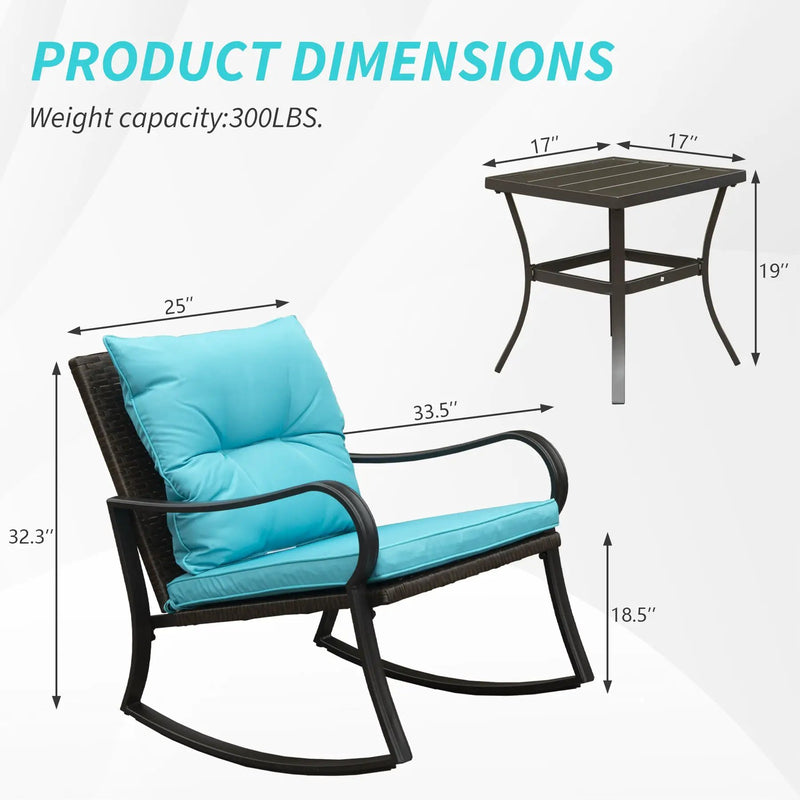Metal 2-Person Outdoor Patio Rocking Seating Group with Cushions by HouseOfZazla