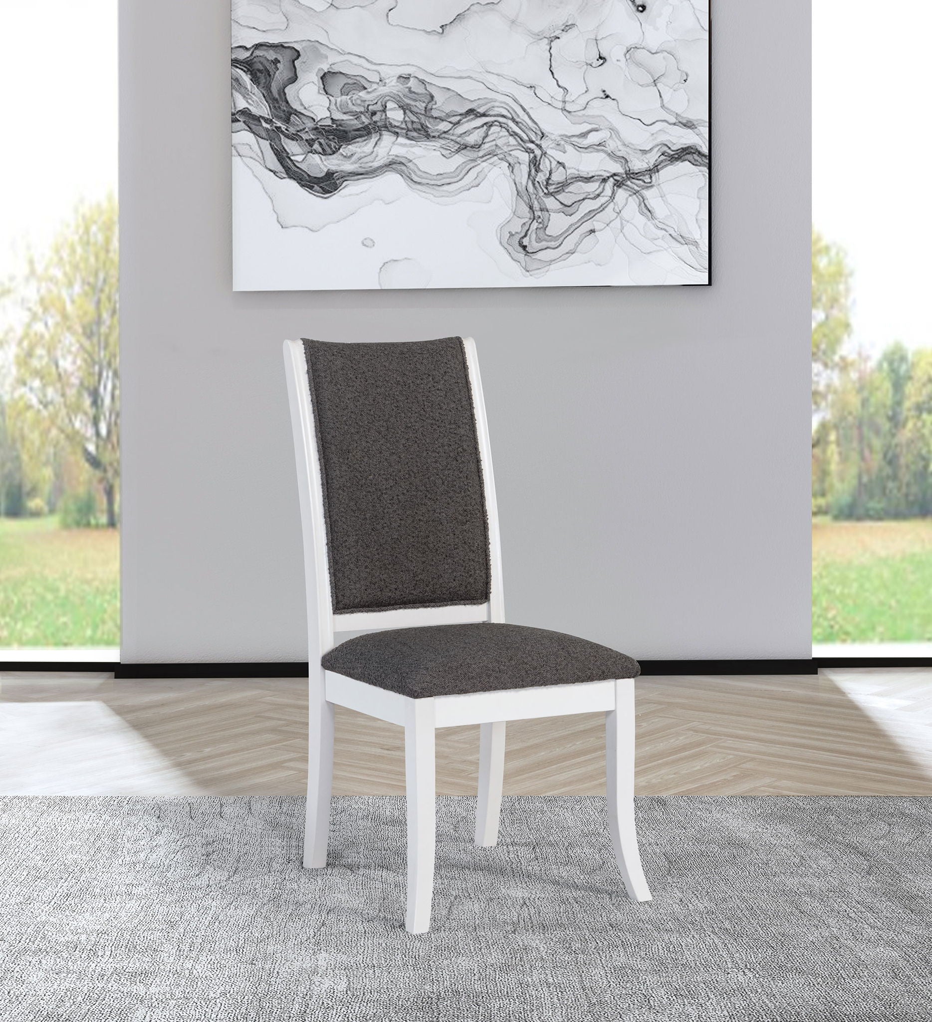 Judd Upholstered Dining Side Chair Pearl White (Set of 2) by Unique Piece Furniture