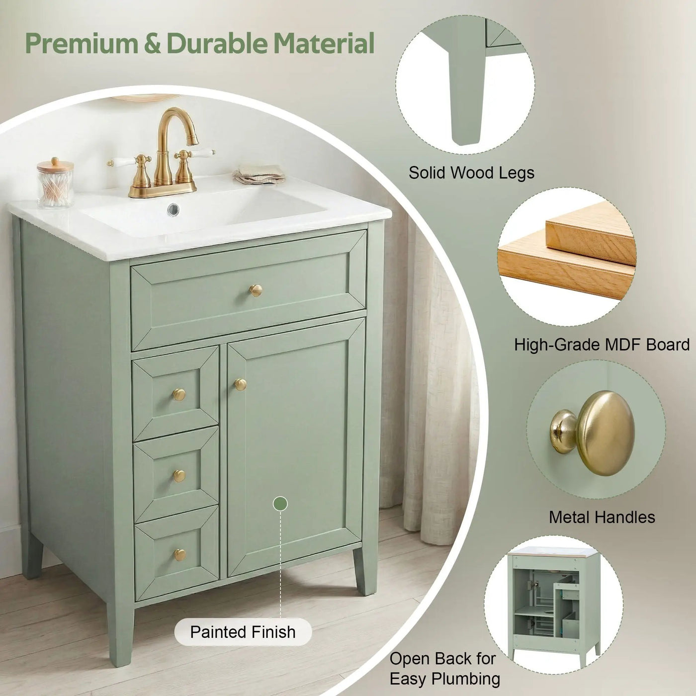 Bathroom Vanity With Sink, Soft Closing Cabinet by HouseOfZazla
