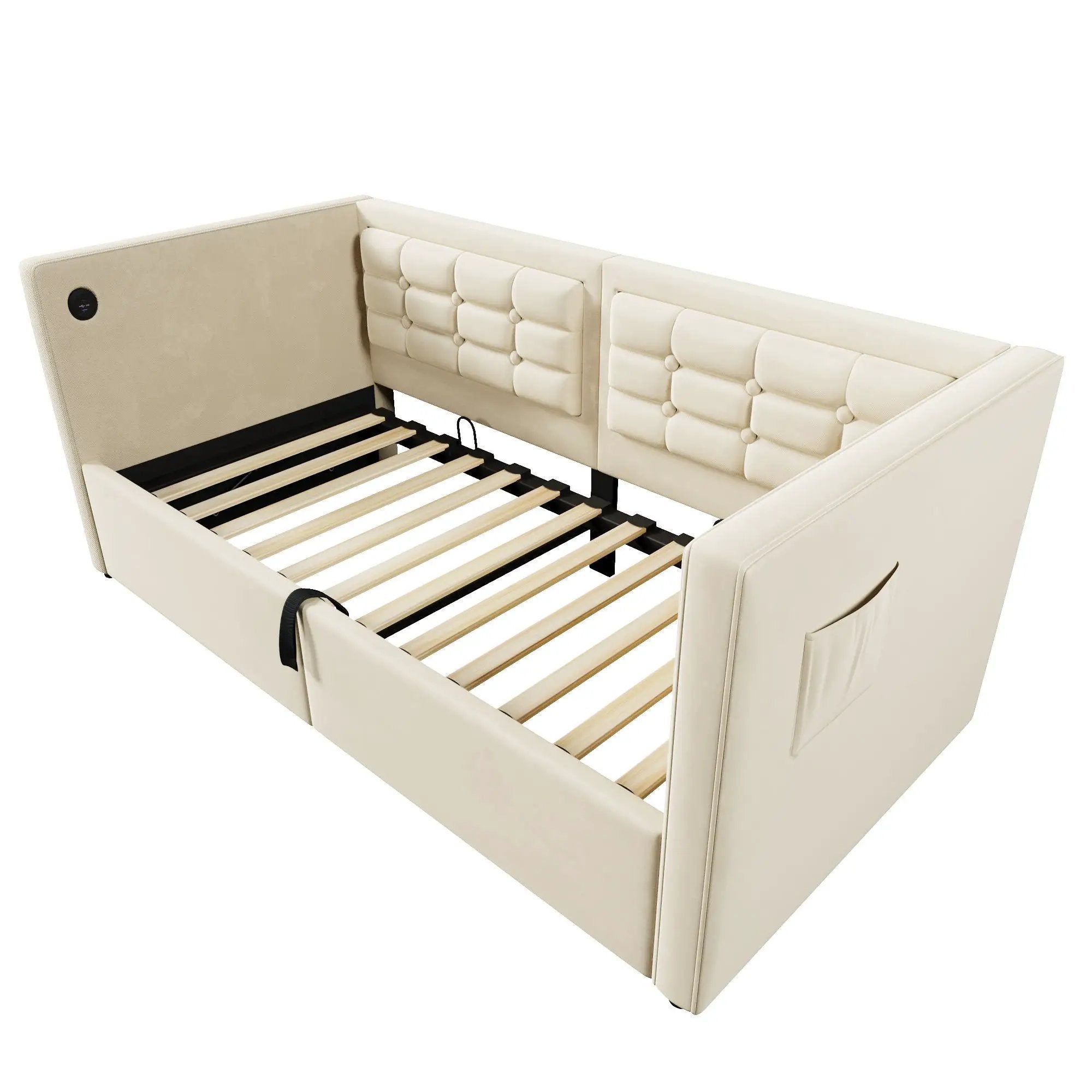 Upholstered Hydraulic Storage Daybed With USB & Type C Charging by HouseOfZazla
