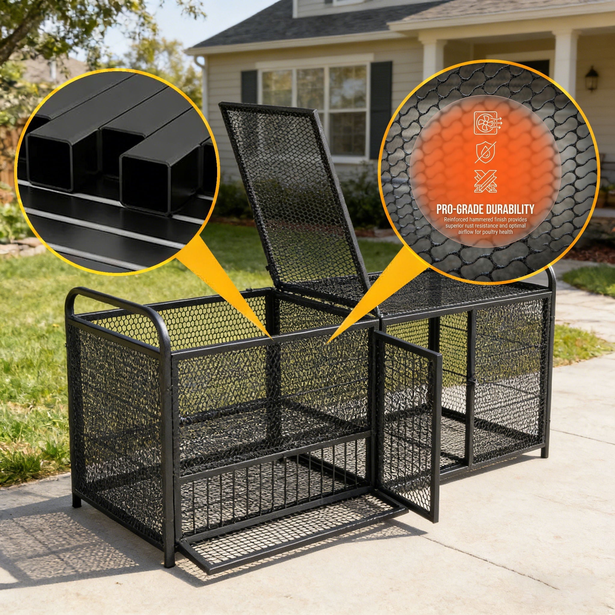 Chicken Cage, Poultry Breeding Coop - Black / Silver by HouseOfZazla