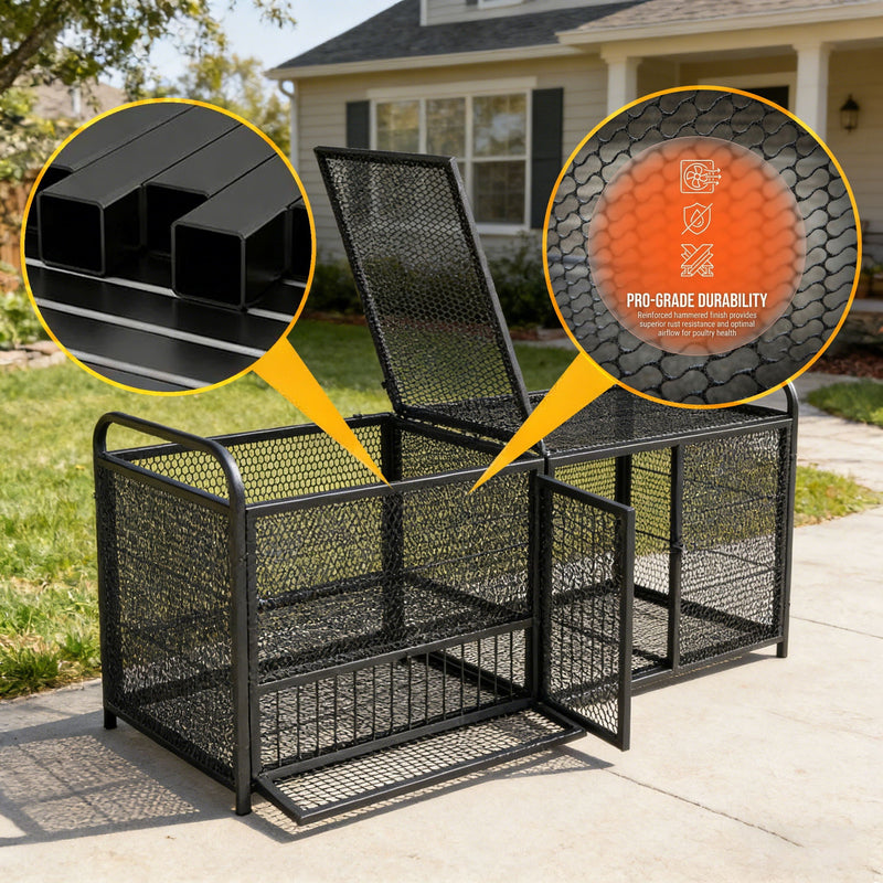 Chicken Cage, Poultry Breeding Coop - Black / Silver by HouseOfZazla