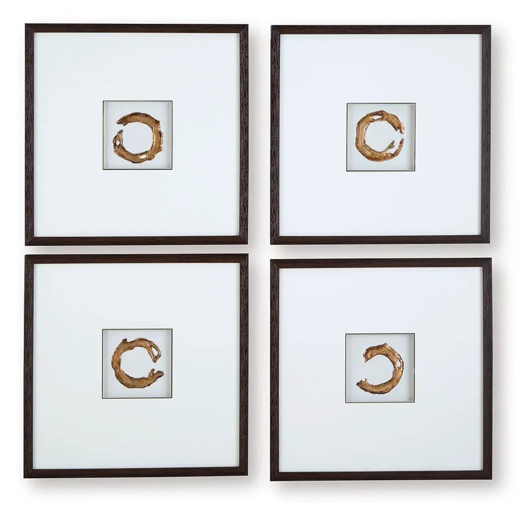 Dallbourne - Wall Art Set (Set of 4) - White / Gold Finish by Unique Piece Furniture