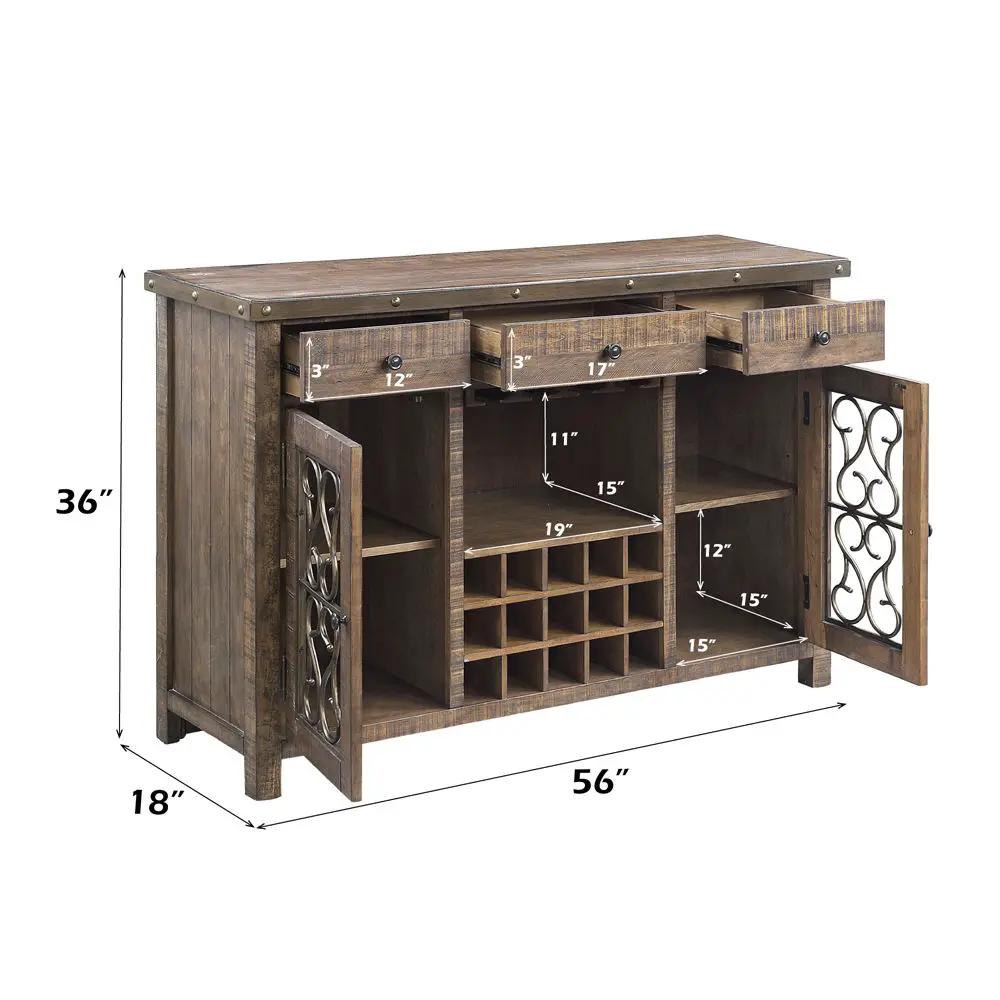 Raphaela - Server With Cup Holder & Wine Rack - Weathered Cherry by Unique Piece Furniture