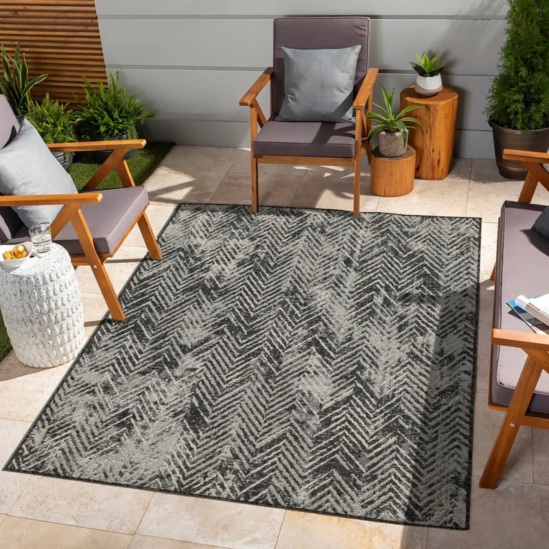 Sunshine - 5'3" X 7'3" Indoor & Outdoor Area Rug - Anthracite by Unique Piece Furniture