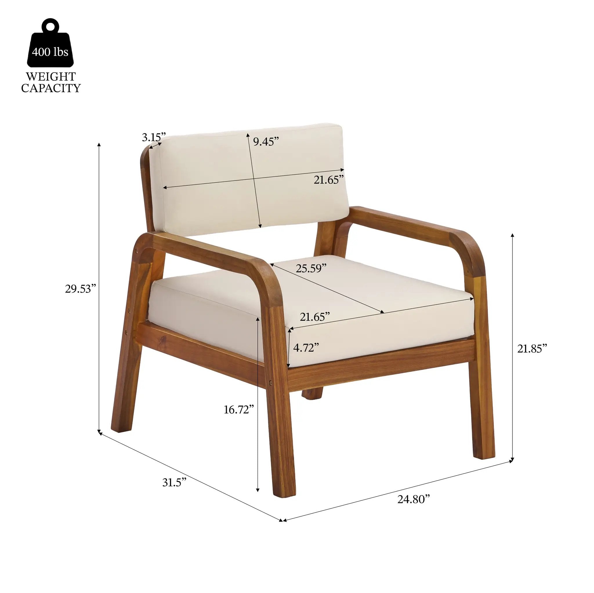Outdoor Acacia Wood Armchair with Weather-Resistant Cushions by HouseOfZazla